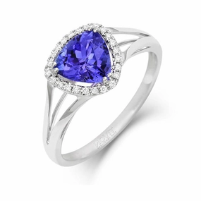 18ct White Gold 1.29ct Tanzanite and Diamond Trillion Cut Cluster Ring
