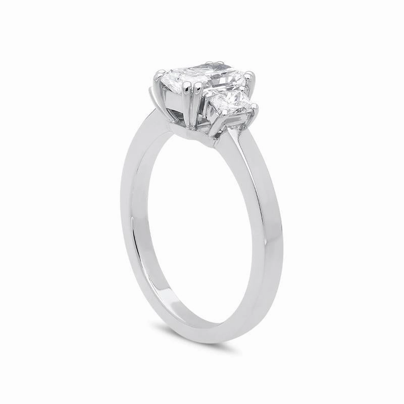 18ct White Gold 1.31ct Diamond Trilogy Ring D