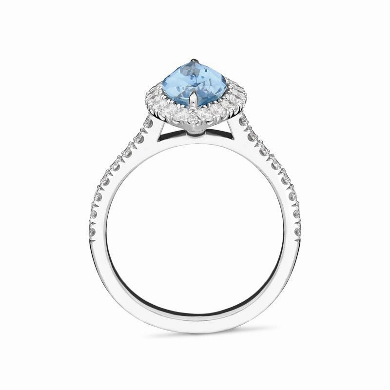 18ct White Gold 1.51ct Aquamarine Diamond Marquise Ring