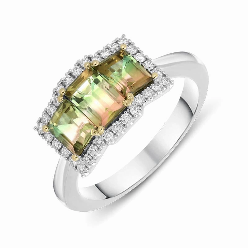 18ct White Gold 1.53ct Tourmaline 0.20ct Diamond Ring