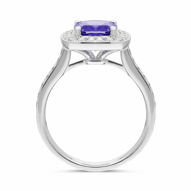 18ct White Gold 1.66ct Tanzanite 0.51 Carat Diamond Cluster Ring