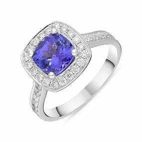 18ct White Gold 1.66ct Tanzanite 0.51 Carat Diamond Cluster Ring
