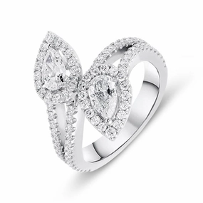 18ct White Gold 1.74ct Pear Cut Diamond Dress Ring D