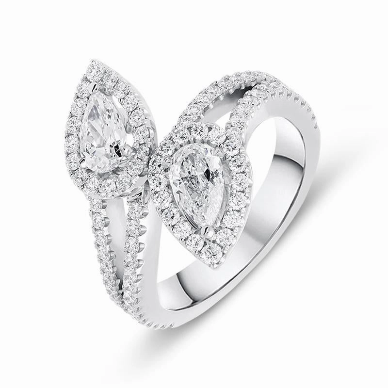 18ct White Gold 1.74ct Pear Cut Diamond Dress Ring D