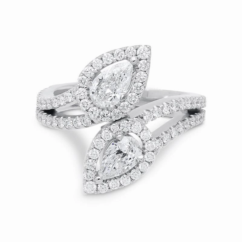 18ct White Gold 1.74ct Pear Cut Diamond Dress Ring D