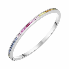 18ct White Gold 1.76ct Rainbow Sapphire Bangle