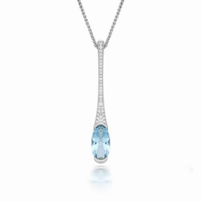 18ct White Gold 1.80ct Aquamarine Diamond Necklace