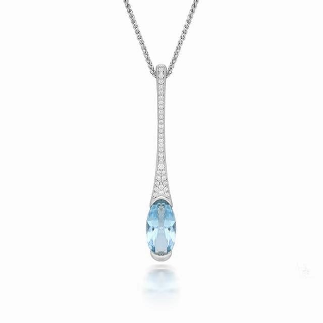 18ct White Gold 1.80ct Aquamarine Diamond Necklace