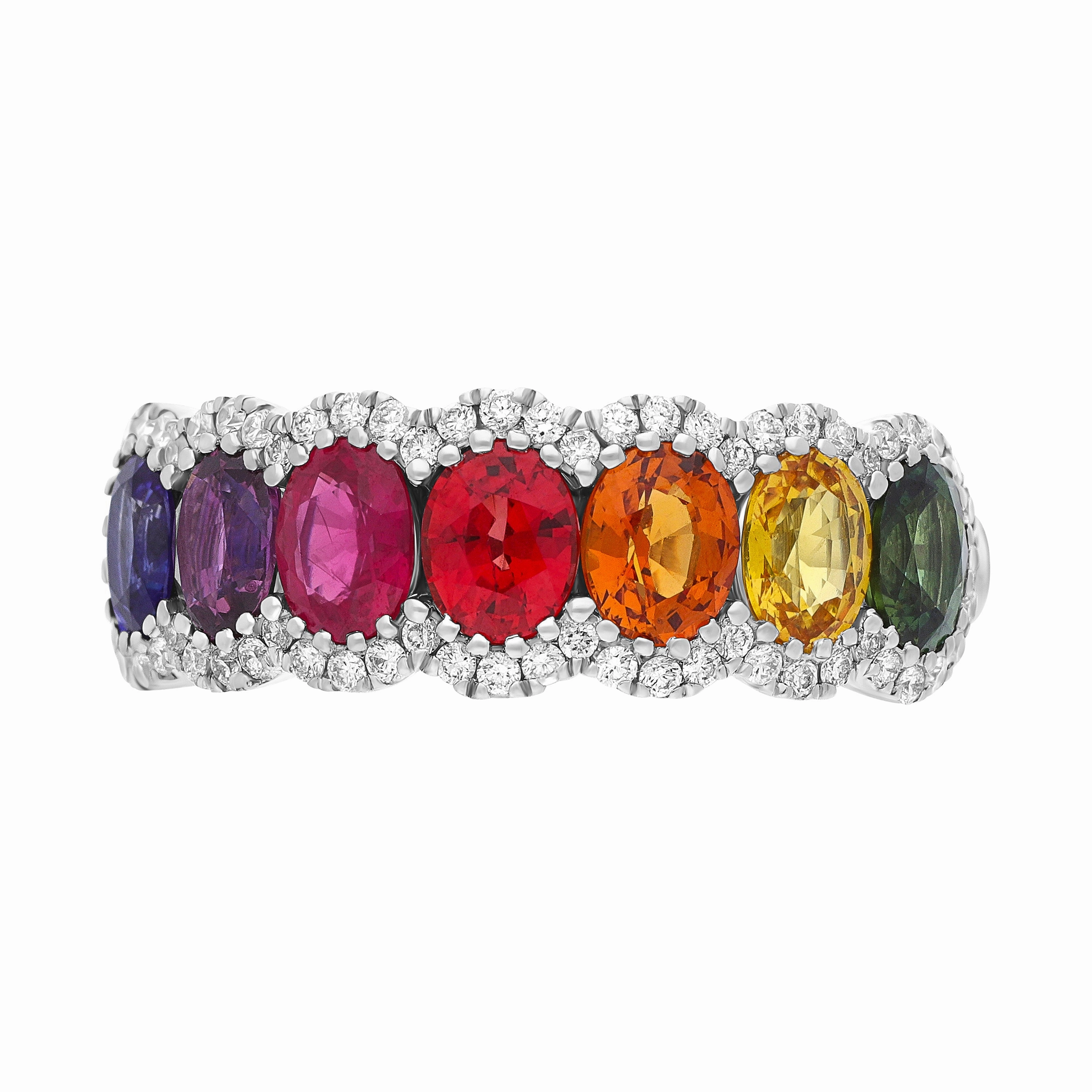 18ct White Gold 2.14ct Sapphire 0.23ct Diamond Half Eternity Ring