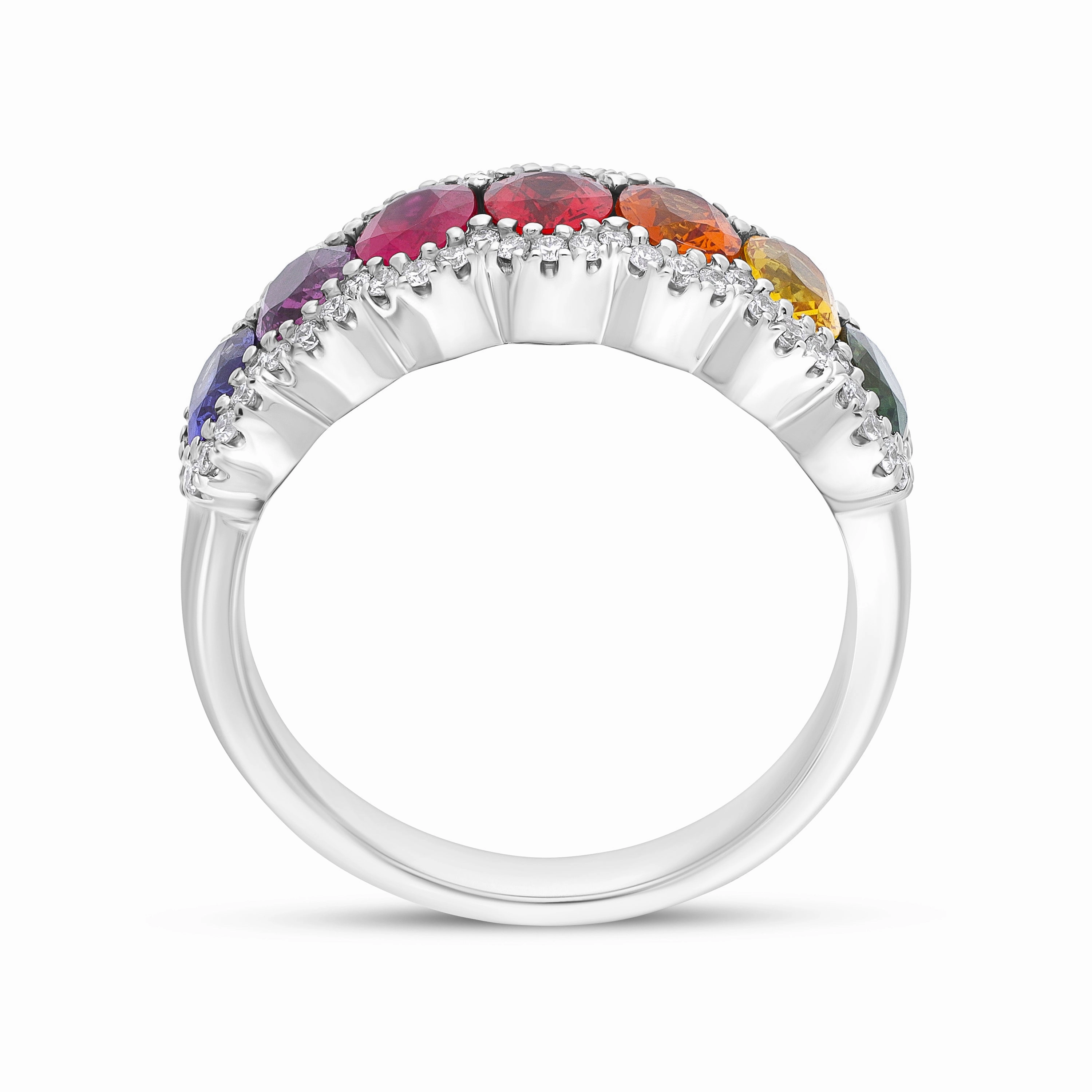 18ct White Gold 2.14ct Sapphire 0.23ct Diamond Half Eternity Ring