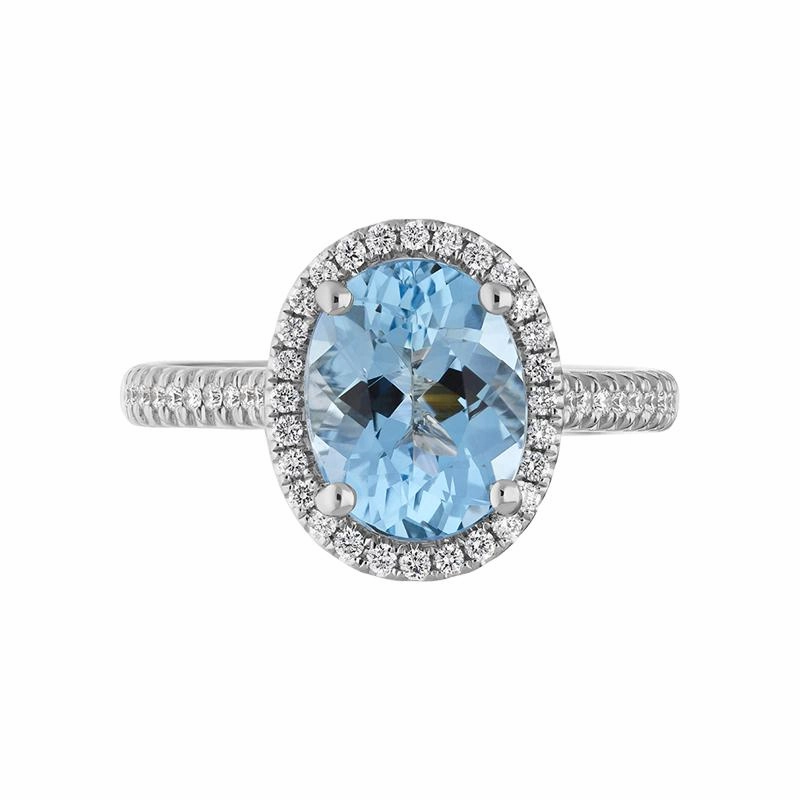 18ct White Gold 2.38ct Aquamarine Diamond Cluster Ring