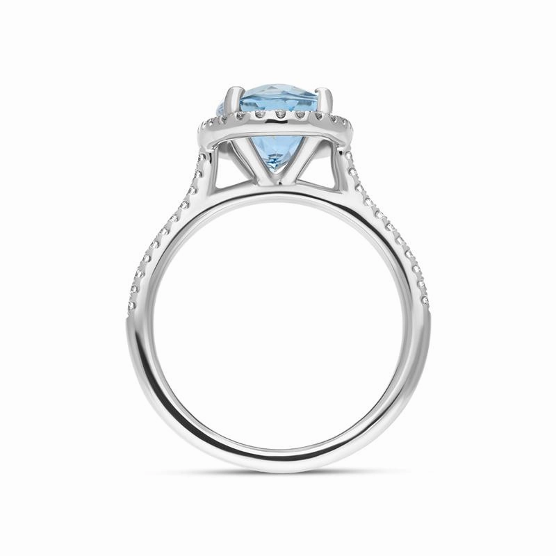 18ct White Gold 2.38ct Aquamarine Diamond Cluster Ring