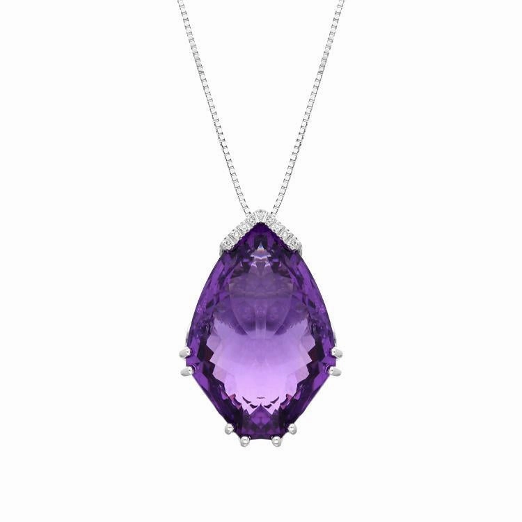 18ct White Gold 43.49ct Amethyst Diamond Necklace D