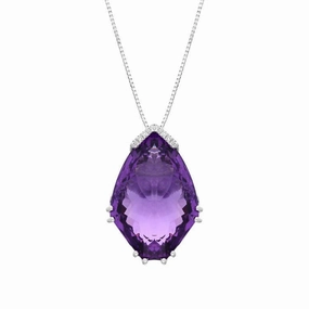 18ct White Gold 43.49ct Amethyst Diamond Necklace D