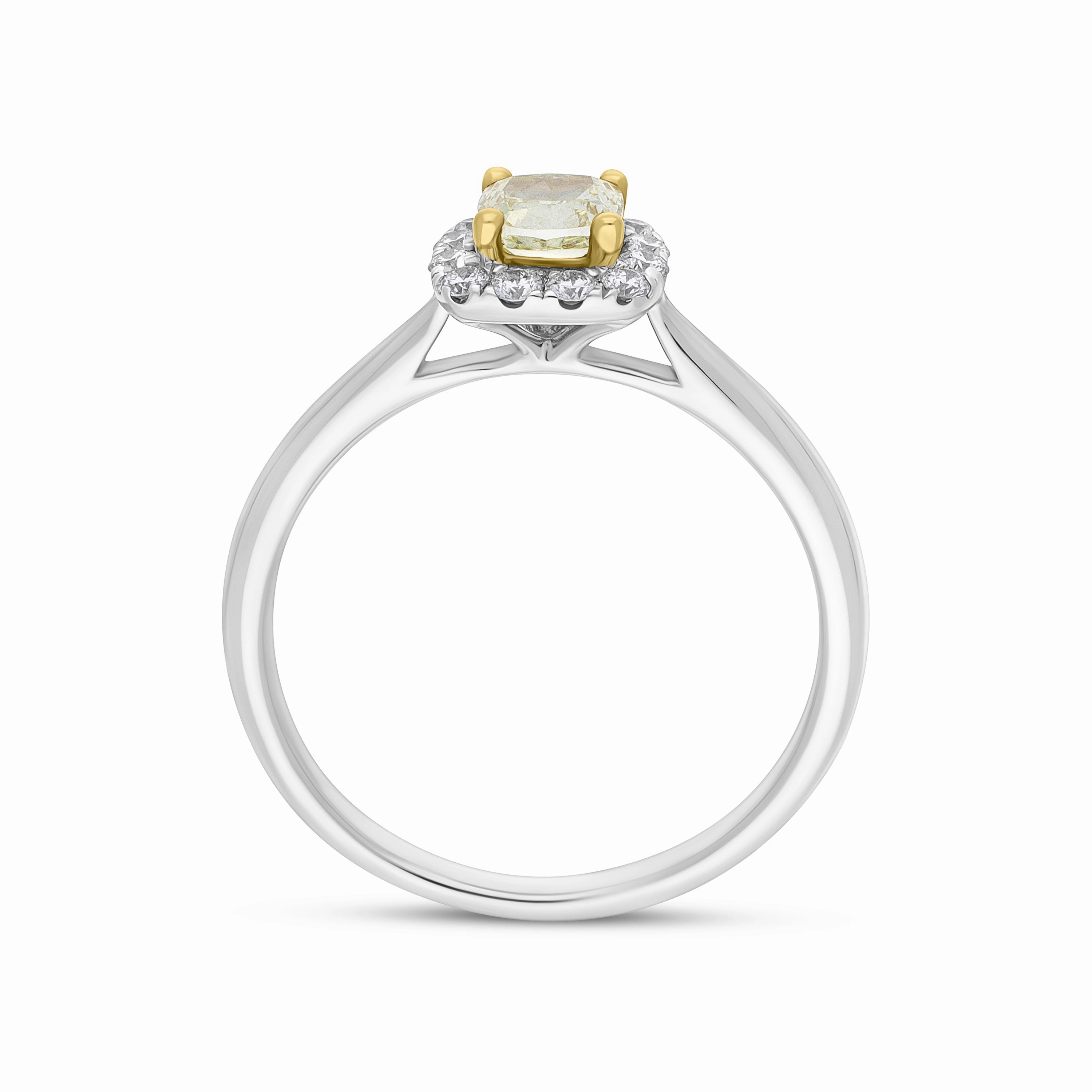 18ct White Gold .51ct Yellow Diamond .17 Cush Micro 18ct Yellow Gold Claw Cluster Ring