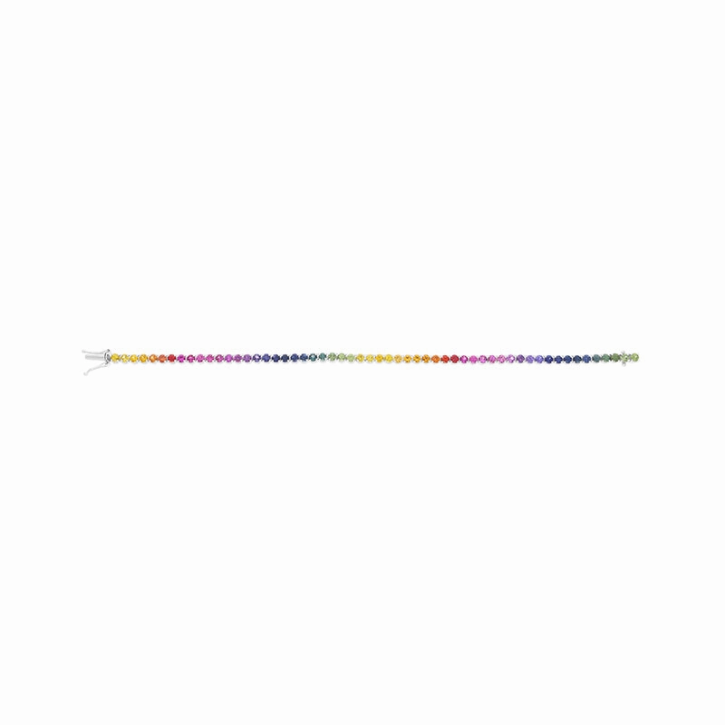 18ct White Gold 6.98ct Rainbow Sapphire Tennis Bracelet