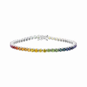 18ct White Gold 6.98ct Rainbow Sapphire Tennis Bracelet