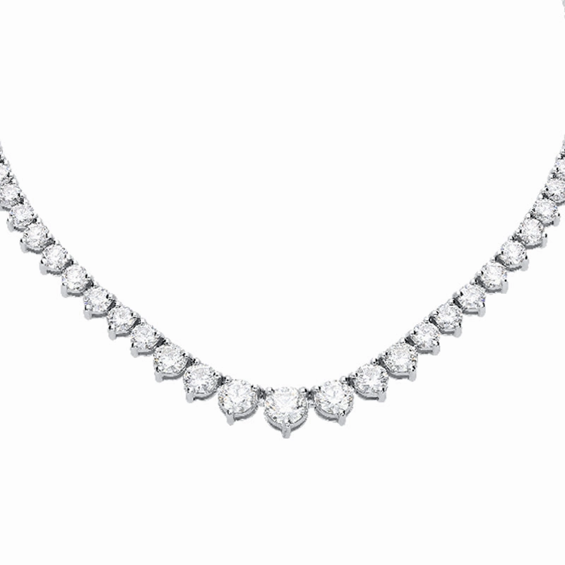 18ct White Gold 7.09ct Diamond Graduated Necklace