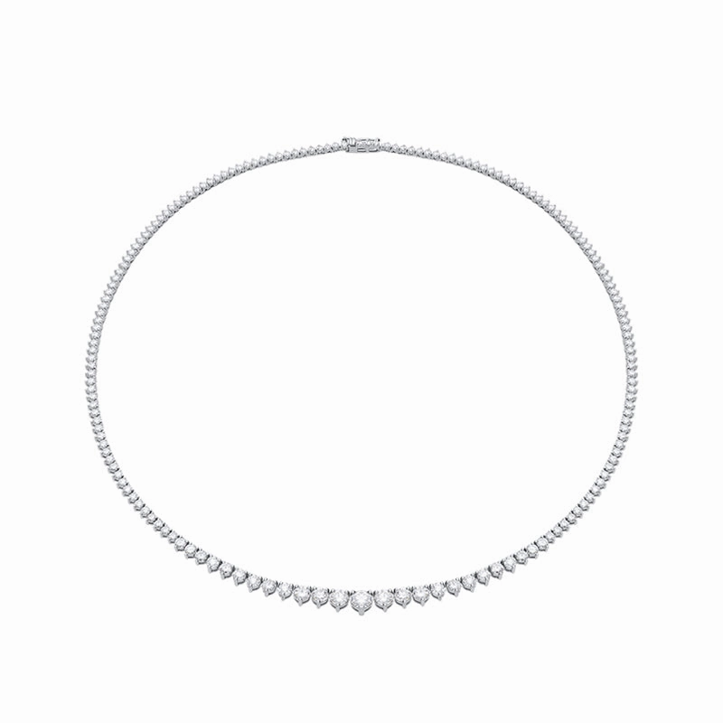 18ct White Gold 7.09ct Diamond Graduated Necklace