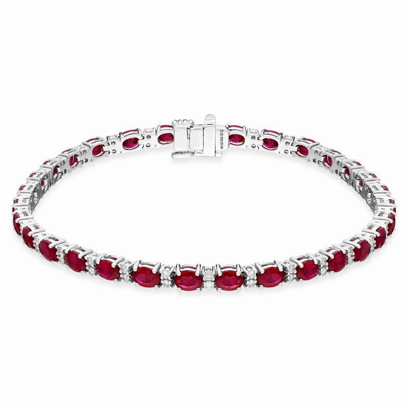 18ct White Gold 7.79ct Ruby 0.61ct Diamond Bracelet