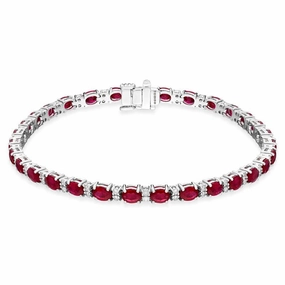 18ct White Gold 7.79ct Ruby 0.61ct Diamond Bracelet