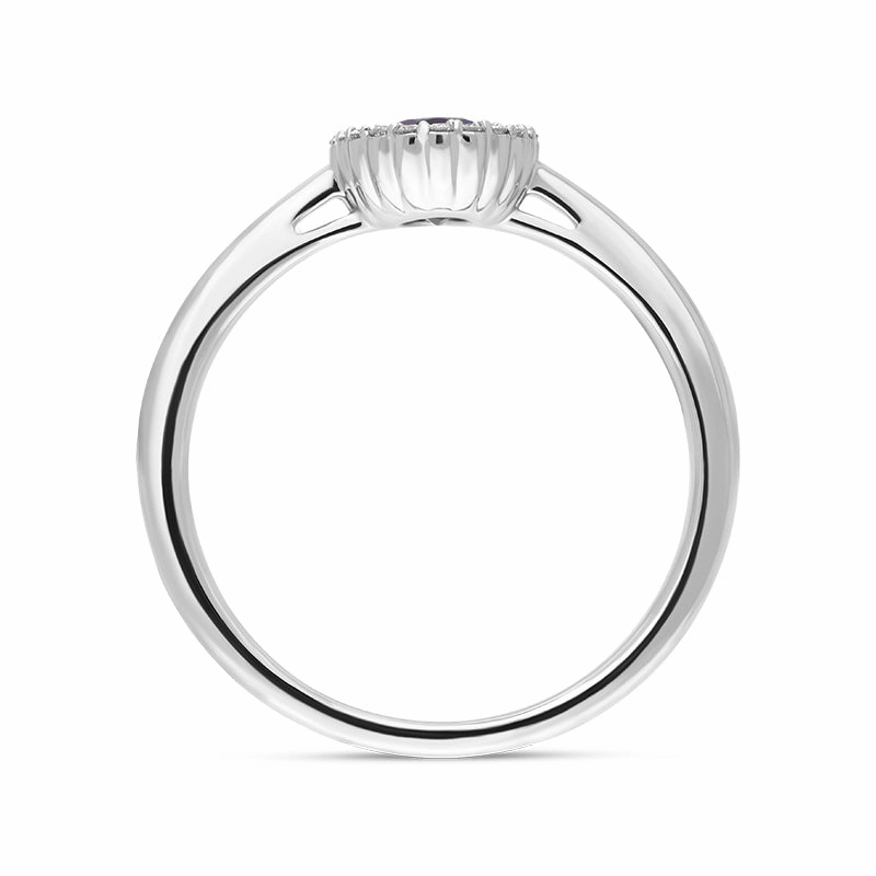 18ct White Gold Amethyst Diamond Oval Cut Cluster Ring