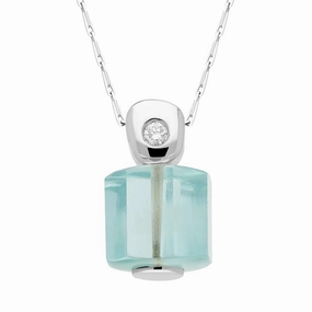 18ct White Gold Aqua Crystal Diamond Unique Necklace