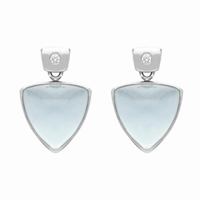 18ct White Gold Aquamarine Diamond Stud Earrings