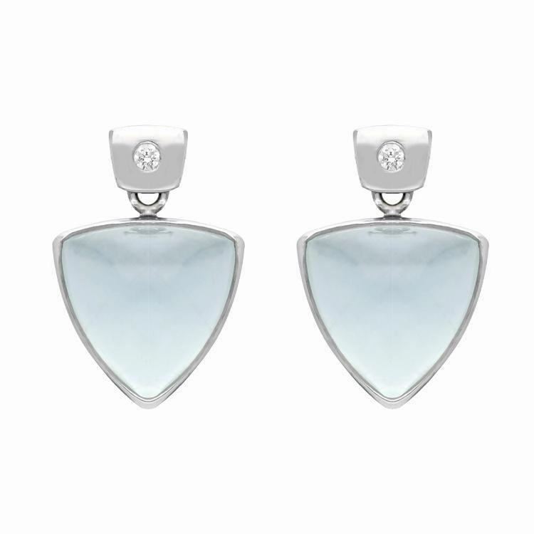 18ct White Gold Aquamarine Diamond Stud Earrings