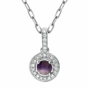 18ct White Gold Blue John 0.10ct Diamond Pave Surround Necklace