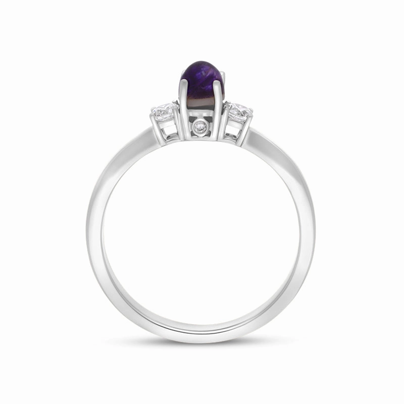 18ct White Gold Blue John 0.17ct Diamond Trilogy Ring