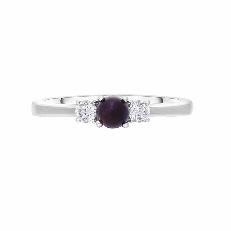 18ct White Gold Blue John 0.17ct Diamond Trilogy Ring