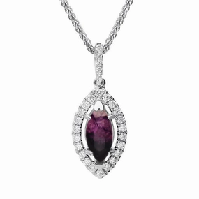 18ct White Gold Blue John 0.21ct Diamond Marquise Necklace