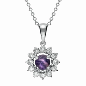 18ct White Gold Blue John 0.31ct Diamond Round Centre Necklace