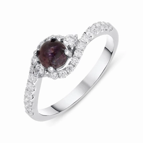 18ct White Gold Blue John 0.50ct Diamond Wave Ring