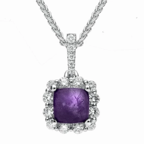18ct White Gold Blue John and Diamond Square Necklace