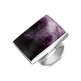 18ct White Gold Blue John Large Square Ring