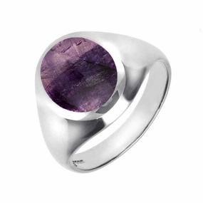 18ct White Gold Blue John Medium Oval Signet Ring