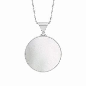 18ct White Gold Blue John Mother of Pearl King's Coronation Hallmark Double Sided Round Necklace D