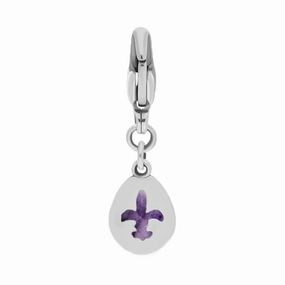 18ct White Gold Blue John Pear Shaped Fleur De Lis Clip Charm