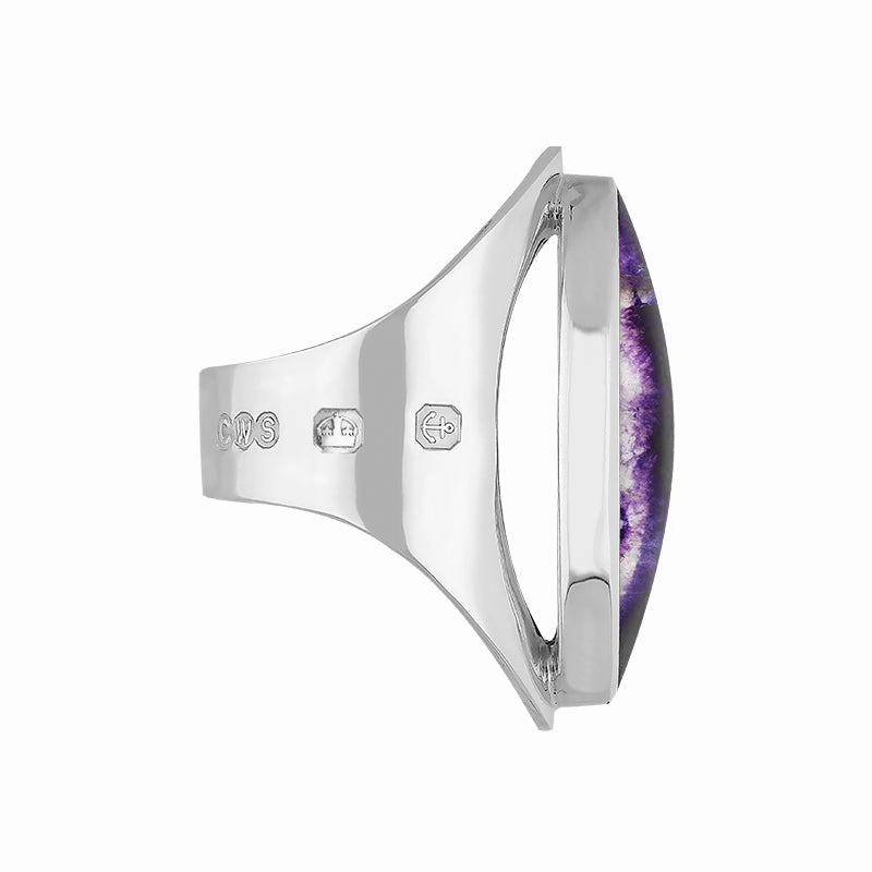 18ct White Gold Blue John Queen's Jubilee Hallmark Large Oval Ring D
