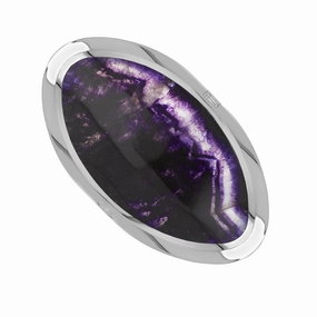 18ct White Gold Blue John Queen's Jubilee Hallmark Large Oval Ring D