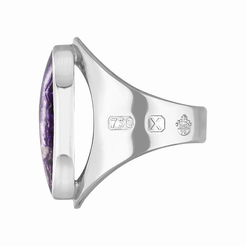 18ct White Gold Blue John Queen's Jubilee Hallmark Medium Oval Ring D