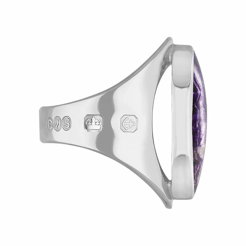 18ct White Gold Blue John Queen's Jubilee Hallmark Medium Oval Ring D