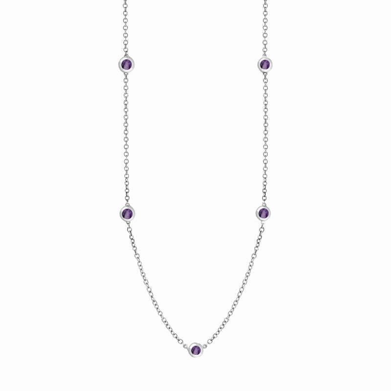 18ct White Gold Blue John Star Link Disc Chain Necklace