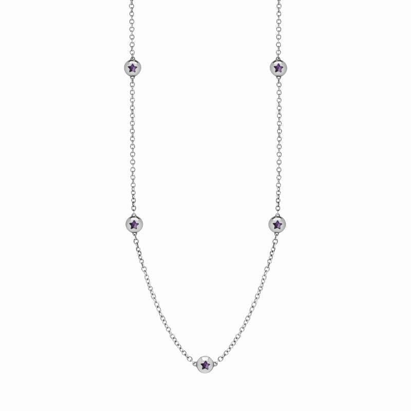 18ct White Gold Blue John Star Link Disc Chain Necklace