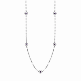 18ct White Gold Blue John Star Link Disc Chain Necklace