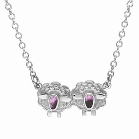 18ct White Gold Blue John Two Sheep Necklace