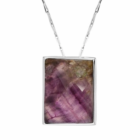 18ct White Gold Blue John Unique Oblong Necklace D D