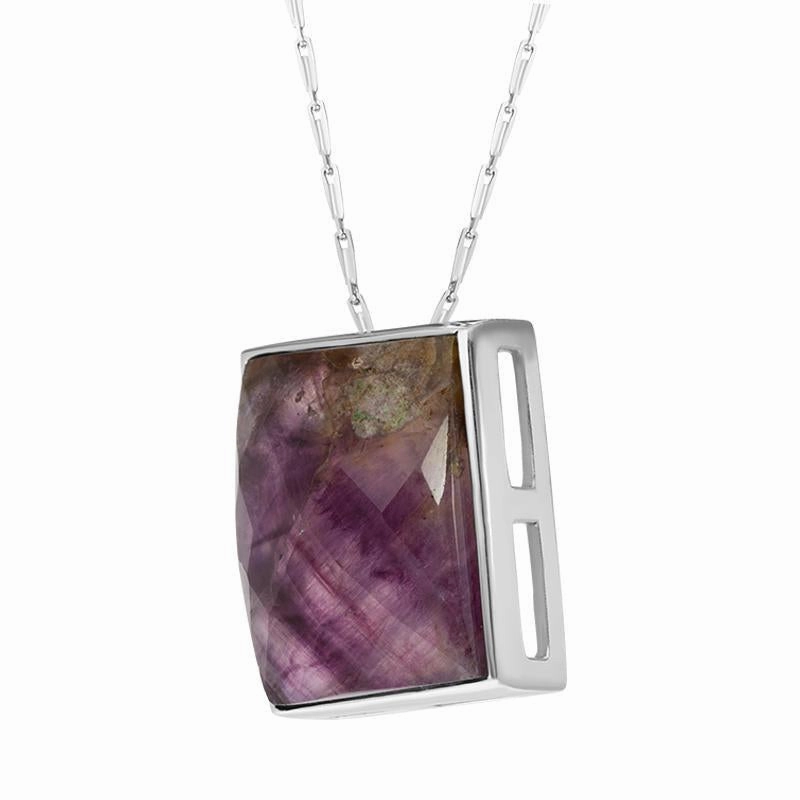 18ct White Gold Blue John Unique Oblong Necklace D D